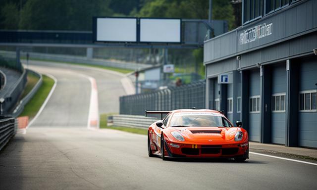 Raceauto bij de pitstraat van Circuit Zolder in België tijdens een rustige circuitdag